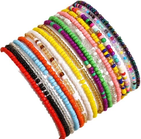 Beaded Bracelets for Women Summer Beach Bracelets Jewelry Sets Bohemian Stackable Beaded Stretch Boho Bracelets Bulk Small Beaded Bracelets Pack in Saudi Arabia