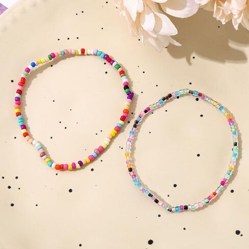 Beaded Bracelets for Women Summer Beach Bracelets Jewelry Sets Bohemian Stackable Beaded Stretch Boho Bracelets Bulk Small Beaded Bracelets Pack in Saudi Arabia