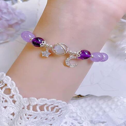 Star Moon Bracelet for Women Moon Stone Beaded Bracelet Opal Glaze Bracelet Stars Moon Planet Bracelet Handmade Jewelry for Women in Kuwait