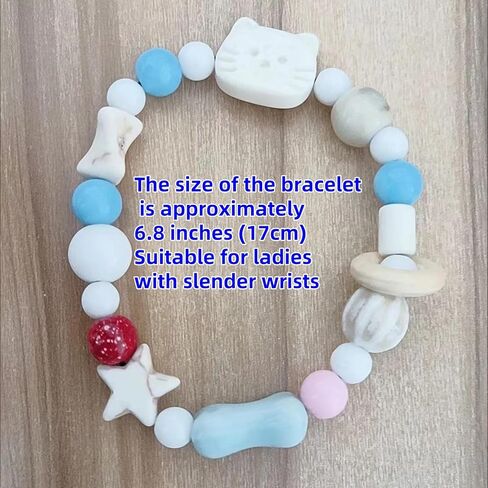 أساور مطرزة بالسيراميك من Aimery للنساء، أساور مطرزة بالخرز قابلة للتمدد على الموضة الرجعية للنساء (قطعتان) in Kuwait