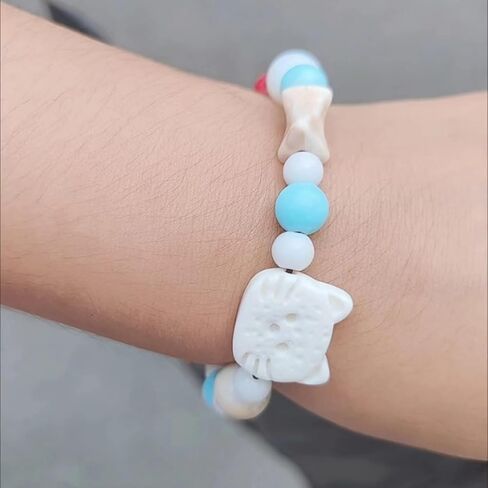 أساور مطرزة بالسيراميك من Aimery للنساء، أساور مطرزة بالخرز قابلة للتمدد على الموضة الرجعية للنساء (قطعتان) in Kuwait