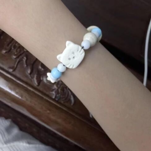 أساور مطرزة بالسيراميك من Aimery للنساء، أساور مطرزة بالخرز قابلة للتمدد على الموضة الرجعية للنساء (قطعتان) in Kuwait