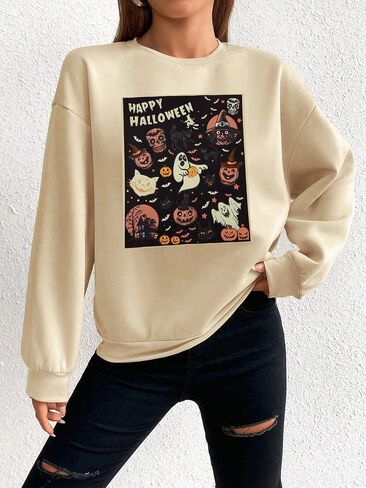 UNIQUEONE Womens' Oversized Halloween Sweatshirt Vintage Halloween Sweatshirts Hocus Pocus Long Sleeve Crewneck Tops in Saudi Arabia