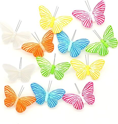 HNH 24PCS 3D Artificial Butterflies Realistic with Clip Monarch Butterfly Decorations Wall Butterflies to Decorate for Halloween,Craft，Home - 2.36" Monarch Butterfly Kit 1104C in Kuwait