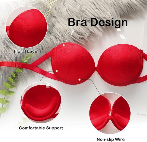 Push Up Strapless Lace Bra for Women Padded Anti-Slip Seamless Mutiway Bra Underwired Invisible Supportive Bras in Saudi Arabia