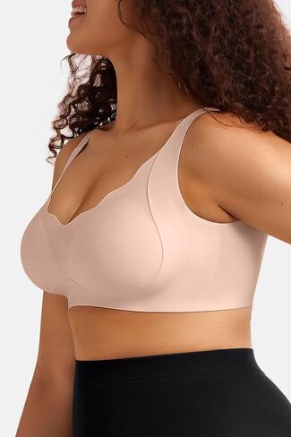 Vertvie Women's Wireless Push Up Bra Seamless No Underwire Scalloped Full Coverage Bralettes Comfort Supportive Bra Plus Size in Saudi Arabia