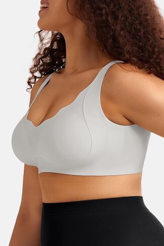Vertvie Women's Wireless Push Up Bra Seamless No Underwire Scalloped Full Coverage Bralettes Comfort Supportive Bra Plus Size in Saudi Arabia
