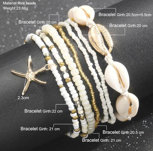 Starfish Shell Ankle Bracelet for Women Boho Stackable Beaded Anklet Adjustable Summer Beach Seashell Ankle Bracelet for Women Conch Hawaiian Foot Jewelry in Saudi Arabia