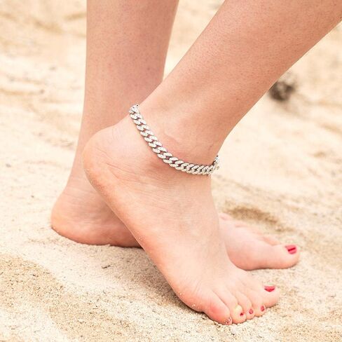 8 مللي متر مطلية بالذهب تشيكوسلوفاكيا مثلج ميامي الكوبي ربط خلخال سوار المرأة بلينغ موضة الهيب هوب حفلة القدم مجوهرات هدية in Kuwait