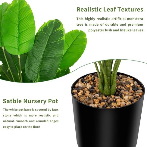 Artificial Plants Fake Banana Tree with Green Leaves 32" Bird of Paradise Plantas Artificiales Decorativas Faux Tropical Plants Greenery Family Garden Office Indoor Outside Decor 2Pcs (Green) in Saudi Arabia