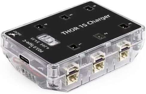 HGLRC Thor 1S شاحن V2 1S LiPo شاحن بطارية لوح 6 منافذ Type-C شاحن محمول 4.35V 1A 1S LiHV شاحن مع موصل BT2.0/ PH2.0 لبطارية ليبو 1S RC بدون طيار كوادكوبتر in Kuwait