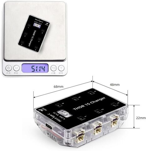 HGLRC Thor 1S شاحن V2 1S LiPo شاحن بطارية لوح 6 منافذ Type-C شاحن محمول 4.35V 1A 1S LiHV شاحن مع موصل BT2.0/ PH2.0 لبطارية ليبو 1S RC بدون طيار كوادكوبتر in Kuwait