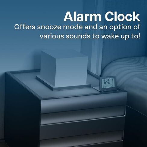 ساعة MMOBIEL الرقمية LCD منبه للسفر قابلة للطي مع إضاءة خلفية - ساعة رقمية مع مؤشر اليوم والتاريخ ودرجة الحرارة - ساعة منبه رقمية للطاولة - ساعة مكتب تعمل بالبطارية - فضي in Kuwait