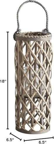 الفانوس السابع والأربعون الرئيسي والنحيف المنسوج مع حامل شموع، متوسط، من الصفصاف in Kuwait