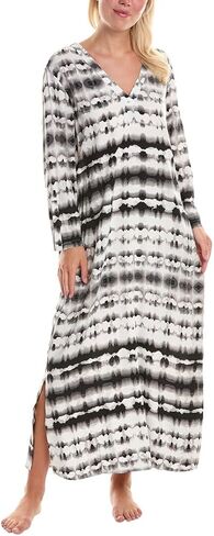 قفطان نسائي من N Natori بطول 52 بوصة، أسود/أبيض، مقاس X-Small in Kuwait