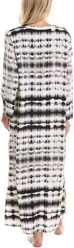 قفطان نسائي من N Natori بطول 52 بوصة، أسود/أبيض، مقاس X-Small in Kuwait