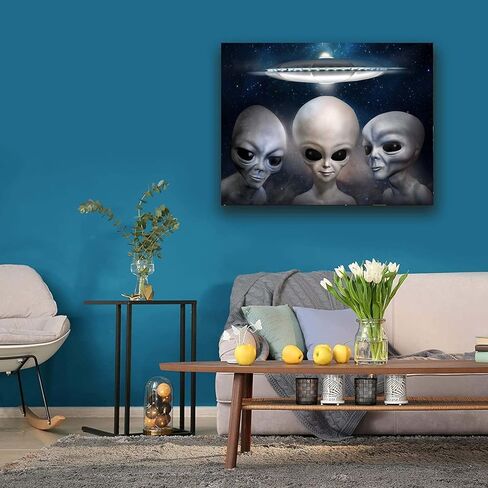 Muyankissu Intelligent Beings Diamond Art Kits for Adults UFO Aliens Full Drills Gems Art Art Embroidery Cross Stitch for Home Wall Decoration Halloween 12x16inch in Kuwait