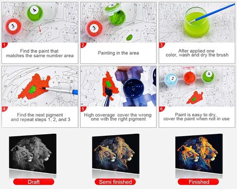 Paint by Numbers Kit for Adults, A Couple of Lion and Lioness Paint by Number, Triangle Shards Style Adult Paint by Number Kits, Adults' Paint-by-Number Kits, 16X20 Inch Flameless Paint by Numbers Kit in Saudi Arabia