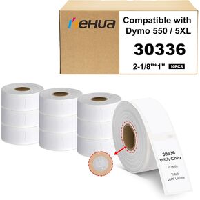 Hehua 2-1/4" x 1-1/4" متوافق مع DYMO Labelwriter 550 5XL 30334 باركود متعدد الأغراض وملصقات FNSKU، مثقوبة، متوافق مع طابعات سطح المكتب DYMO 450 4XL، إجمالي 10000 ملصق/10 بكرات