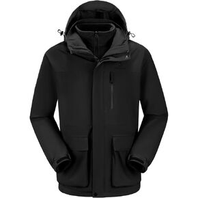 CAMEL CROWN Men's Ski Jacket 3 in 1 Waterproof Winter Jacket Snow Jacket Windproof Hooded with Inner Warm Fleece Coat