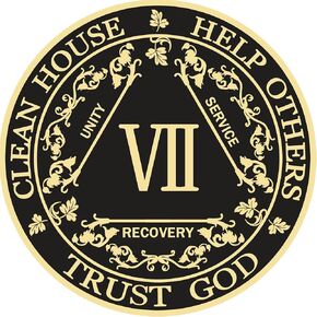 Black & Gold 1-10 Years Alcoholics Anonymous Medallion AA Coin Capsule Included (One Year)