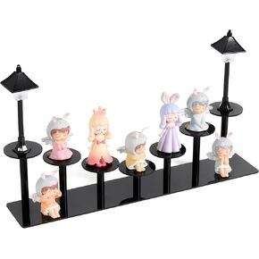 ihomecooker Acrylic Riser,Black Display Risers Stand With Light Acrylic Shelves 9 Tiered Cupcake Shelf for Amiibo Funko POP Figures Food Desserts Stand for Decoration and Organizer