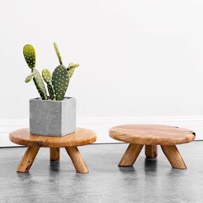 WELLAND Set of 2 Cedar Risers for Decor, 10 Inch Round Wooden Pedestal Stand for Indoor Plant Pot Riser
