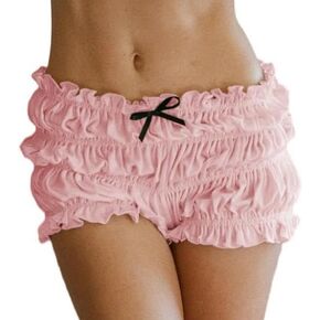 Gingham Ruffle Bloomer Shorts for Womens Y2k Checkered Plaid Boxer Shorts Cute Low Rise Pajama Micro Shorts Bottoms