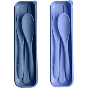 Reusable Utensils Set with Case, 4 Sets Travel Utensils with Case, Reusable Forks and Spoons Set for Lunch Box Accessories, Camping Utensils for Daily Use or Outdoor