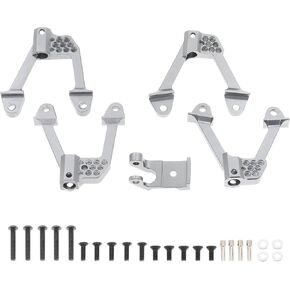 4PCS CNC Aluminum Front/Rear Adjustable Shock Mounts Compatible with Axial SCX10 SCX10 II 90046 90047 1/10 RC Crawler Car Upgrade(Titanium)