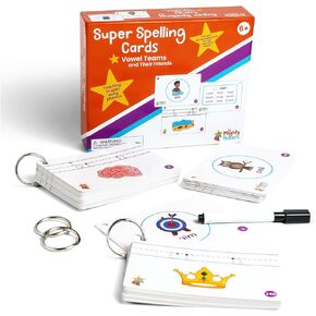 Super Spelling Cards: Vowel Teams and Their Friends, Phonics Reading Spelling Activity Flashcards Long Vowels Diphthongs Spelling Activity Flashcards Grade 1 Grade 2 Grade 3