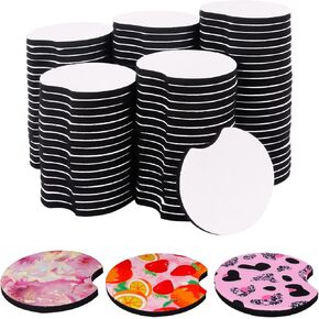 200 PCS 2.75 in Sublimation Blank Car Coasters, Auto Coasters, Auto Cupholder Coasters with Finger Notch and DIY Personalization Option,Heat Transfer Projects, Painting,Sublimation by KUKLIPJIM