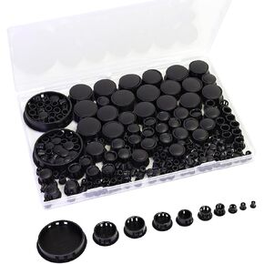 7 Sizes 130 Pcs Plastic Hole Plugs, White Plugs, 1/4“, 5/16“, 3/8“, 1/2“, 5/8“, 3/4“, 7/8“, Screw Covers Snap in Locking Hole Plugs, for Kitchen Cabinet Furniture