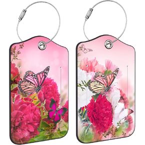 2 Pack Luggage Tag for Suitcase Cat in Black Hole Leather Travel Cruise Luggage Tag with Stainless Steel Loop Name ID Label Privacy Cover for Adults Teens Travel Bag Labels Set