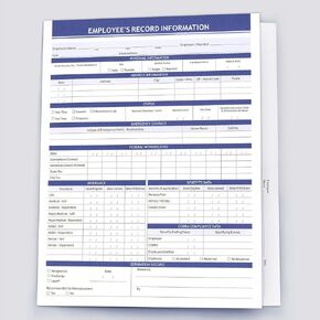 Employee Record Folders, Secure, Large Capacity and Durable Employee Info Record Organizer, Preprinted 25 Pack (Blue)