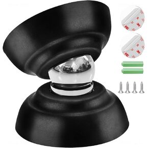 NiHome Silicone Magnetic Door Stop for Hallways, Bedrooms, Kitchens, Offices, Strong Magnetic Hold for Heavy Doors, 3M Adhesive & Screw Installation, Easy to Install Durable Door Stop Solution (Black)