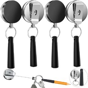4 PCS Retractable Pull Pen Pencil Holder with 24" Pull Rope, Ideal Elastic Silicone Retractable Pencil Holder for Carpenter, Construction, Architects, Waiter, Office Workers, Doctor, Nurses