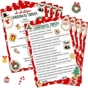 80 Pieces Christmas Trivia Games Question and Answer Cards Trivia Games for Family, Christmas Vacation Game Guessing Activity Holiday Games for Adults Coworkers Groups Christmas Party Supplies