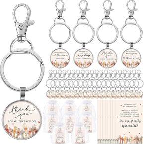 Volunteer Appreciation Gifts Bulk Thank You Gifts Set Volunteer Keychain Thank You Cards Organza Bags