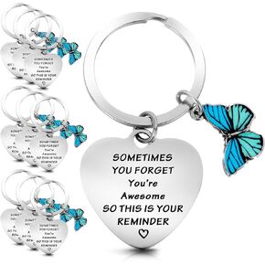 cobee 10 Pcs Inspirational Keychains for Women, Funny Butterfly Keychain Motivational Encouragement Thank You Gifts for Men Student Teacher Coworker Staff, Sometimes You Forget You're Awesome(Style A)