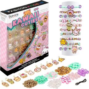 Fashion Angels Kawaii Cuties Bracelet Design Kit, Includes Charms, Beads & Elastic, Trendy DIY Jewelry Kit for Kids, Girls & Boys