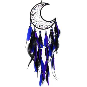 Dream Catcher Wall Decor, Dream Catcher for Girls, Dream Catcher Kit with Feathers and Beads Pendant, Handwoven Dream Catchers for Bedroom and Living Room Decoration (Blue black)
