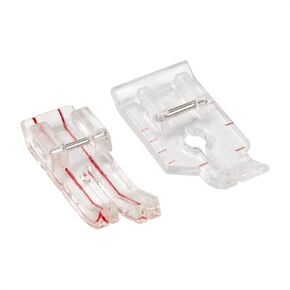2-Piece Clear View 1/4" (Quarter Inch) Patchwork Quilting Presser Foot Set for Low Shank Snap-On Singer, Brother, Janome, Juki, Babylock, Elna, Kenmore, White, Necchi, and More Sewing Machines