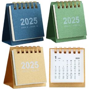3Pcs Small Desk Calendar 2024-2025 Mini Calendar Jun. 2024 - Dec. 2025 Standing Desk Calendars Desktop Calendar Stand Up Calendar Flip Calendar for Desk Daily Planner Home Office School Supplies