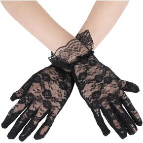 Lace Gloves, Black Wedding Lace Gloves, Tea Party Gloves for Women, Bridal Gloves For Opera Evening Party Wedding Prom Halloween Cosplay