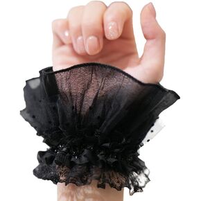 Lolita Lace Gloves Cuff Sexy Lace Elastic Bracelet Women's Ruffled Floral Lace Wrist Cuff Flared False Cuffs