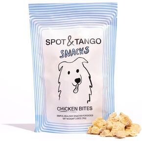 Spot & Tango Chicken Bites Dog Treats | Single Ingredient, 100% Chicken Breast | Freeze-Dried | Grain & Gluten-Free | USA-Made | for Small, Medium, and Large Dogs