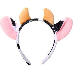 Cow Ears Headband Cow Horns Hair Bands Cute Animal Ear Hair Accessories for Women Girls Halloween Cosplay Costume Festival Party Supplies