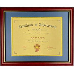 8.5x11 Certificate Diploma Frame,Solid Wood Frame and Plexiglass,Cherry Finish with Gold Trim
