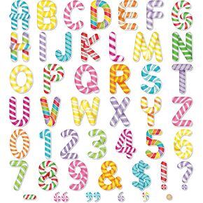 Faccito 176 Pcs Colorful Bulletin Board Letters 4.3 inch Classroom Chalkboard Letters Combo Large Alphabet Numbers Symbol Cutout Letters for Home School Classroom Decor(Candy Style)